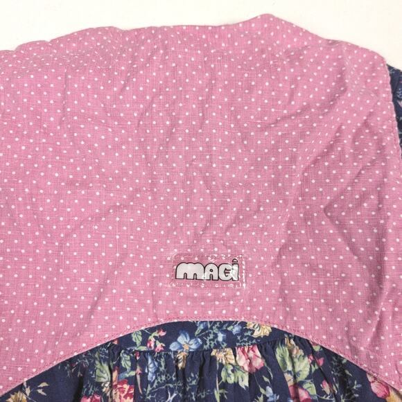 Vtg Magi Dress Girls Sz 2T Navy Floral 90s Cottagecore Sailor - Picture 4 of 6